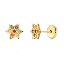 Pendientes de oro 18k en forma de flor con circonitas coloridas